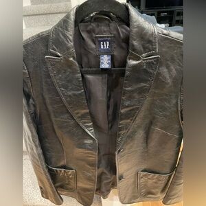 GAP Vintage Black Leather Blazer size XS